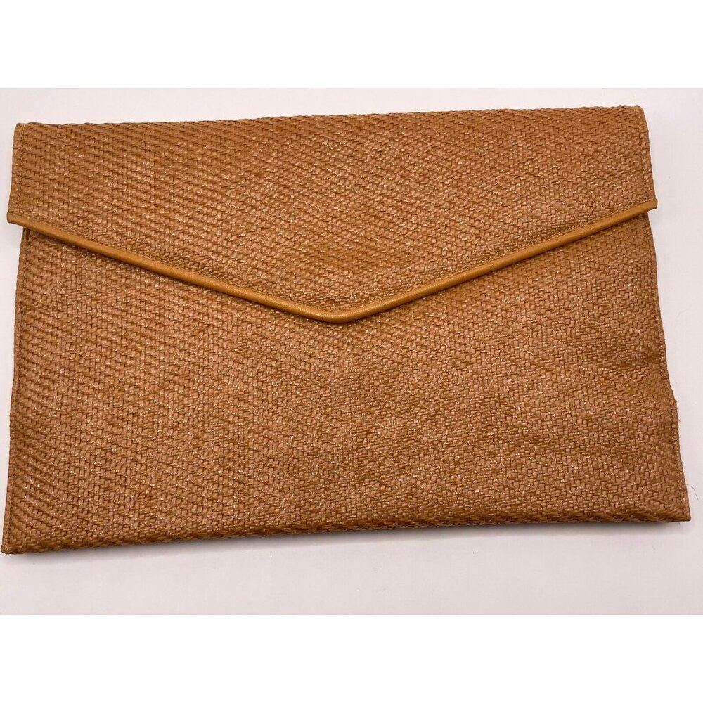 Women's Shirl Miller LTD Tan Vinyl Clutch Purse Handbag Evening‎ Retro USA MOD